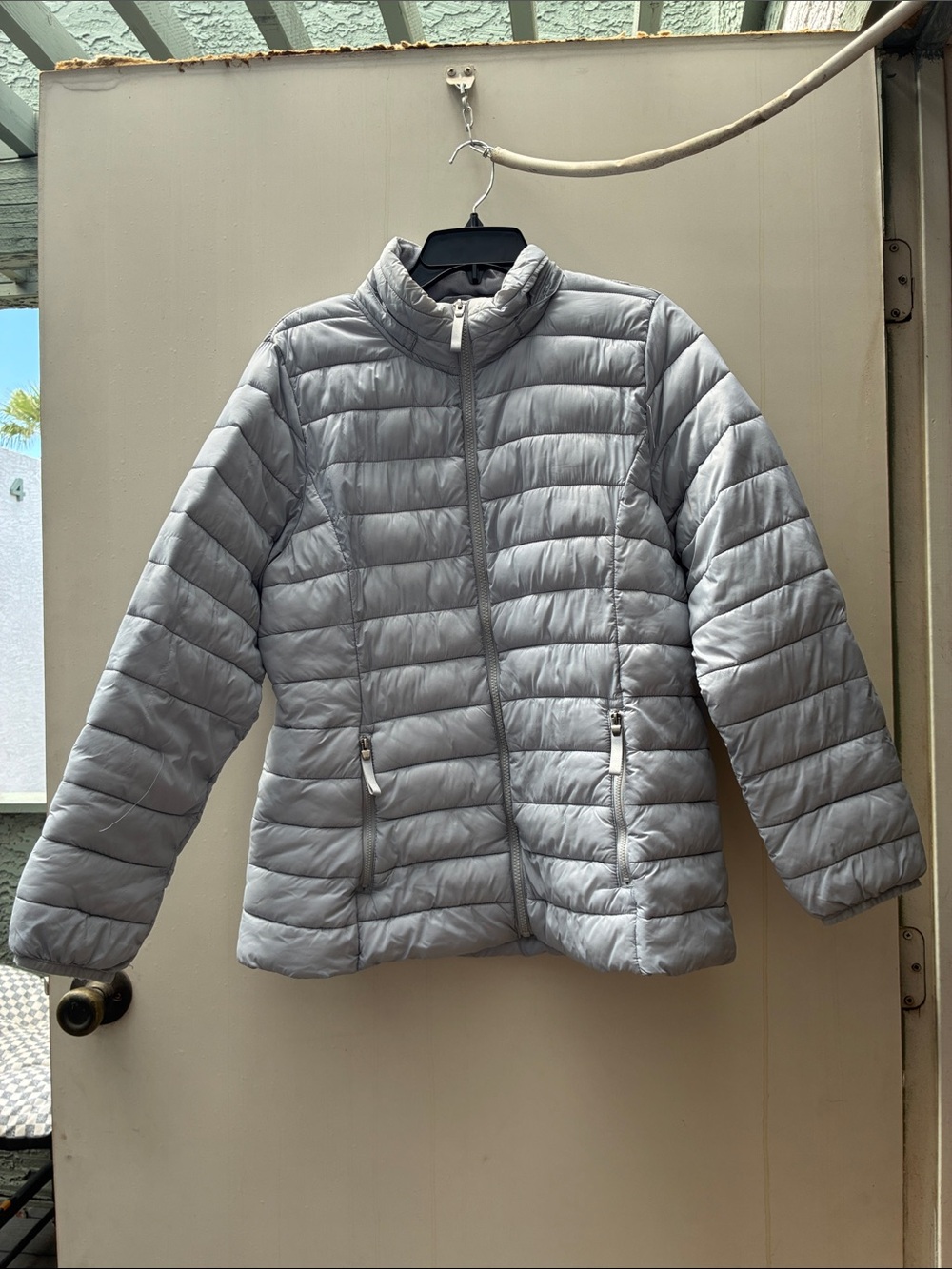 St. John's Bay Light Gray Quilted Packable Puffer Jacket